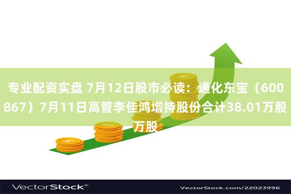 专业配资实盘 7月12日股市必读：通化东宝（600867）7月11日高管李佳鸿增持股份合计38.01万股