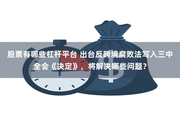 股票有哪些杠杆平台 出台反跨境腐败法写入三中全会《决定》，将解决哪些问题？