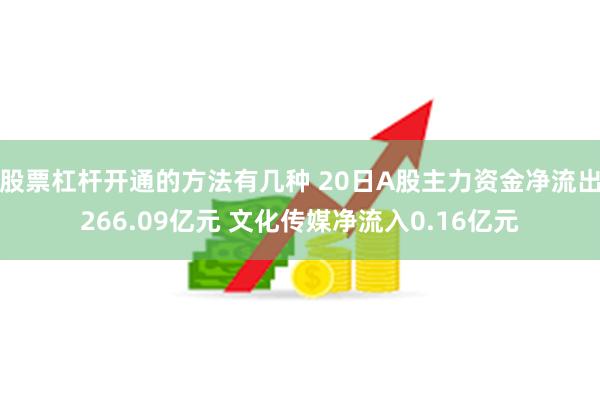 股票杠杆开通的方法有几种 20日A股主力资金净流出266.09亿元 文化传媒净流入0.16亿元