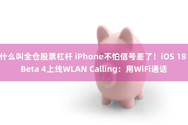 什么叫全仓股票杠杆 iPhone不怕信号差了！iOS 18 Beta 4上线WLAN Calling：用WiFi通话