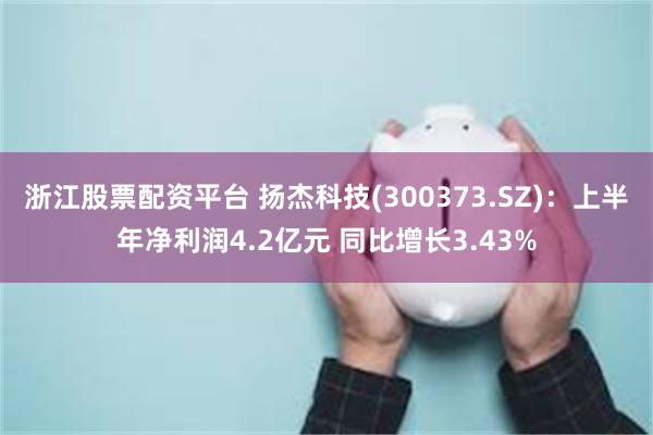 浙江股票配资平台 扬杰科技(300373.SZ)：上半年净利润4.2亿元 同比增长3.43%